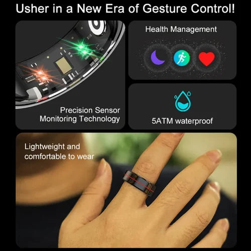 R4 Smart Ring for Men & Women, Android Compatible, 5ATM Waterproof, Health & Sleep Monitor